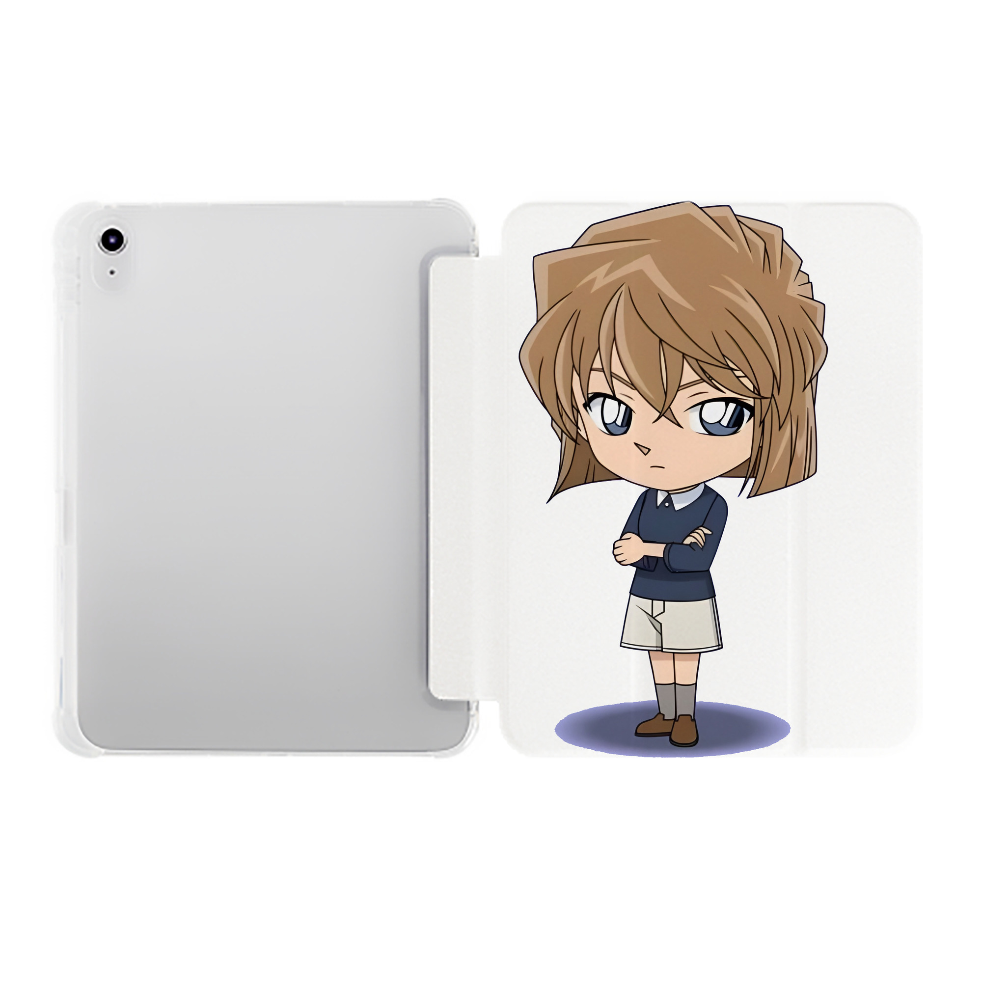 （画像用） 名探偵コナン 灰原 哀 はいばら あい Detective Conan Anita Hailey、Vi Graythorn Haibara Ai IPad ケース ペン収納付き 三つ折りスタンド PUレザー×シリコン 対応機種9.5/10.5/10.9インチ